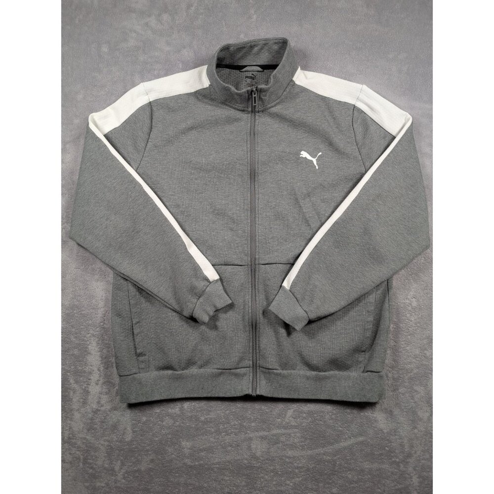 Puma Sweater Jacket Mens XXL Gray Full Zip Y2K Track Streetwear Athletic Workout